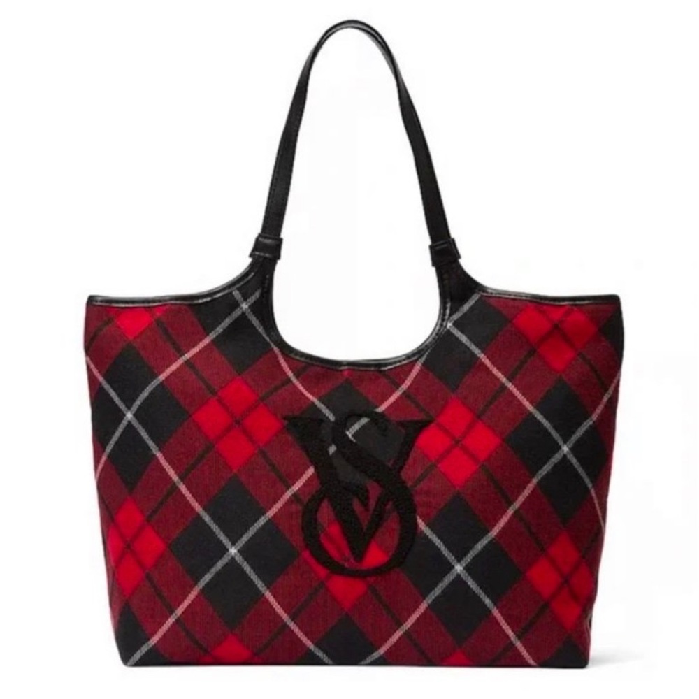 NWT Victoria's Secret Plaid Tote in Red and Black Gift for Her